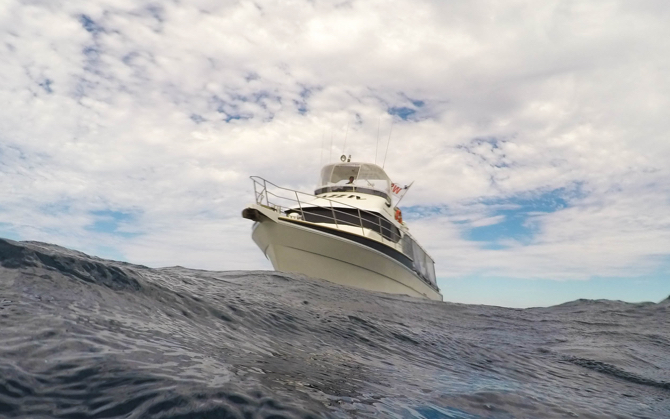 A yacht on the ocean.